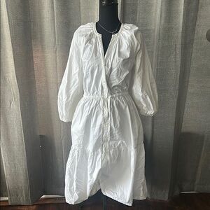 UNTUCKit White Long Sleeve Wrap Dress with Plunge Neckline